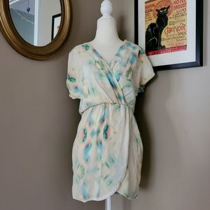 Yoana Baraschi Silk Watercolor Tulip Hem Mini Dress Size 2